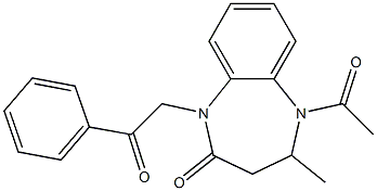 5-acetyl-4-methyl-1-(2-oxo-2-phenylethyl)-1,3,4,5-tetrahydro-2H-1,5-benzodiazepin-2-one 化学構造式