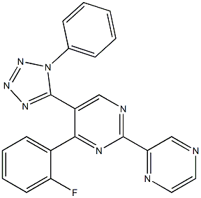 4-(2-fluorophenyl)-5-(1-phenyl-1H-tetraazol-5-yl)-2-(2-pyrazinyl)pyrimidine Struktur
