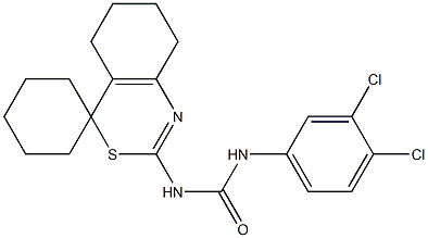 N-(3,4-dichlorophenyl)-N'-(5,6,7,8-tetrahydrospiro[4H-3,1-benzothiazine-4,1'-cyclohexane]-2-yl)urea,,结构式