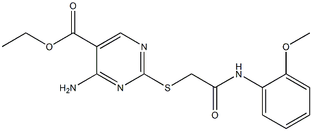 ethyl 4-amino-2-[(2-{[2-(methyloxy)phenyl]amino}-2-oxoethyl)sulfanyl]pyrimidine-5-carboxylate 化学構造式