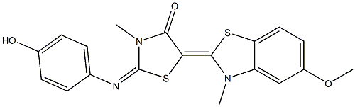 2-[(4-hydroxyphenyl)imino]-5-(5-methoxy-3-methyl-1,3-benzothiazol-2(3H)-ylidene)-3-methyl-1,3-thiazolidin-4-one,,结构式