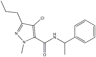 4-chloro-1-methyl-N-(1-phenylethyl)-3-propyl-1H-pyrazole-5-carboxamide 化学構造式