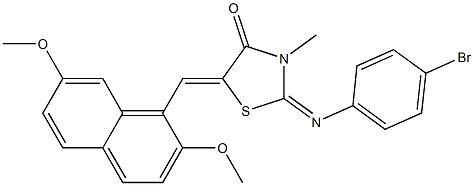 2-[(4-bromophenyl)imino]-5-[(2,7-dimethoxy-1-naphthyl)methylene]-3-methyl-1,3-thiazolidin-4-one,,结构式