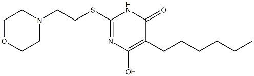 5-hexyl-6-hydroxy-2-{[2-(4-morpholinyl)ethyl]sulfanyl}-4(3H)-pyrimidinone 化学構造式