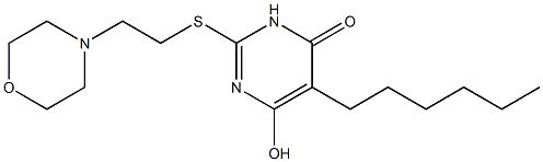 5-hexyl-6-hydroxy-2-{[2-(4-morpholinyl)ethyl]sulfanyl}-4(3H)-pyrimidinone,,结构式