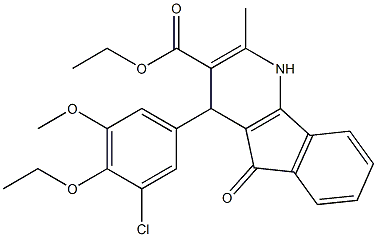 ethyl 4-(3-chloro-4-ethoxy-5-methoxyphenyl)-2-methyl-5-oxo-4,5-dihydro-1H-indeno[1,2-b]pyridine-3-carboxylate Struktur