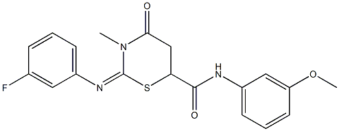 2-[(3-fluorophenyl)imino]-N-(3-methoxyphenyl)-3-methyl-4-oxo-1,3-thiazinane-6-carboxamide Structure