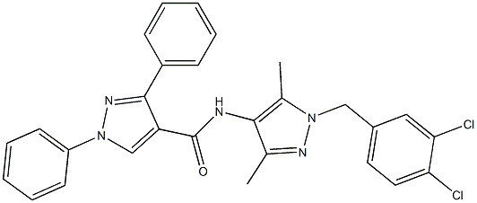 N-[1-(3,4-dichlorobenzyl)-3,5-dimethyl-1H-pyrazol-4-yl]-1,3-diphenyl-1H-pyrazole-4-carboxamide 化学構造式