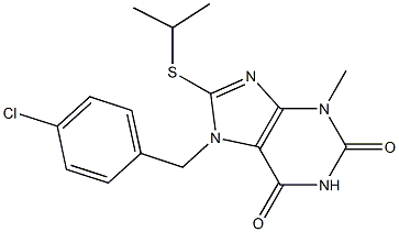 7-(4-chlorobenzyl)-8-(isopropylsulfanyl)-3-methyl-3,7-dihydro-1H-purine-2,6-dione,,结构式