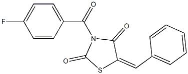 5-benzylidene-3-(4-fluorobenzoyl)-1,3-thiazolidine-2,4-dione,,结构式