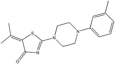 5-(1-methylethylidene)-2-[4-(3-methylphenyl)-1-piperazinyl]-1,3-thiazol-4(5H)-one Struktur