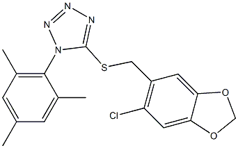 5-{[(6-chloro-1,3-benzodioxol-5-yl)methyl]sulfanyl}-1-mesityl-1H-tetraazole,,结构式