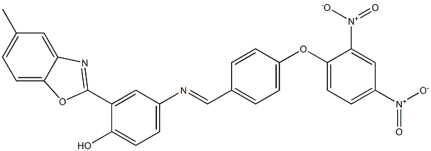 4-[(4-{2,4-bisnitrophenoxy}benzylidene)amino]-2-(5-methyl-1,3-benzoxazol-2-yl)phenol Structure