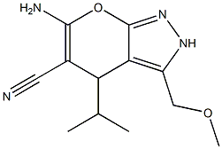 6-amino-4-isopropyl-3-(methoxymethyl)-2,4-dihydropyrano[2,3-c]pyrazole-5-carbonitrile 结构式