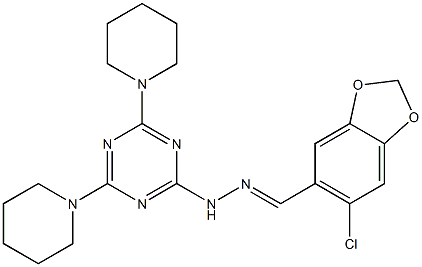 6-chloro-1,3-benzodioxole-5-carbaldehyde [4,6-di(1-piperidinyl)-1,3,5-triazin-2-yl]hydrazone