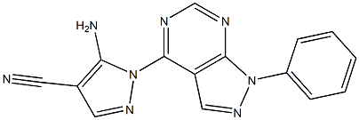 5-amino-1-(1-phenyl-1H-pyrazolo[3,4-d]pyrimidin-4-yl)-1H-pyrazole-4-carbonitrile Struktur