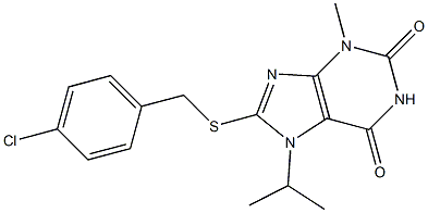 8-[(4-chlorobenzyl)sulfanyl]-7-isopropyl-3-methyl-3,7-dihydro-1H-purine-2,6-dione,,结构式