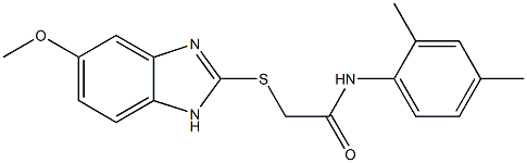 N-(2,4-dimethylphenyl)-2-[(5-methoxy-1H-benzimidazol-2-yl)sulfanyl]acetamide,,结构式