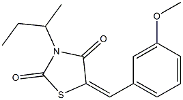 3-sec-butyl-5-(3-methoxybenzylidene)-1,3-thiazolidine-2,4-dione,,结构式