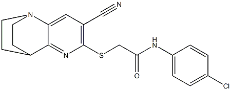 N-(4-chlorophenyl)-2-[(4-cyano-1,6-diazatricyclo[6.2.2.0~2,7~]dodeca-2,4,6-trien-5-yl)sulfanyl]acetamide,,结构式