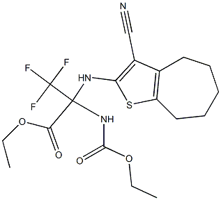 ethyl 2-[(3-cyano-5,6,7,8-tetrahydro-4H-cyclohepta[b]thien-2-yl)amino]-2-[(ethoxycarbonyl)amino]-3,3,3-trifluoropropanoate Structure