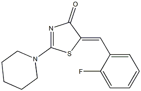 5-(2-fluorobenzylidene)-2-(1-piperidinyl)-1,3-thiazol-4(5H)-one Struktur