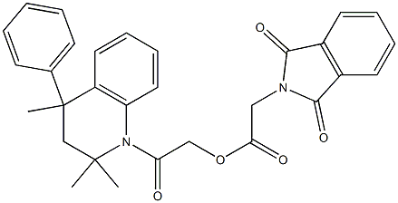 2-oxo-2-(2,2,4-trimethyl-4-phenyl-3,4-dihydro-1(2H)-quinolinyl)ethyl (1,3-dioxo-1,3-dihydro-2H-isoindol-2-yl)acetate Struktur