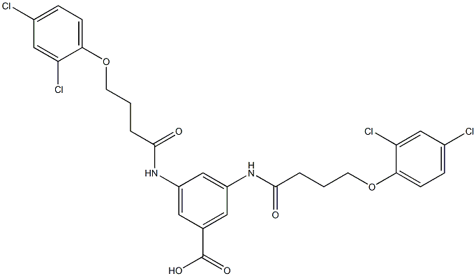 3,5-bis{[4-(2,4-dichlorophenoxy)butanoyl]amino}benzoic acid 化学構造式