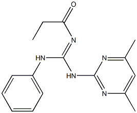 N-(4,6-dimethyl-2-pyrimidinyl)-N'-phenyl-N''-propionylguanidine 化学構造式