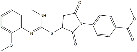 methyl 4-(3-{[[(2-methoxyphenyl)imino](methylamino)methyl]sulfanyl}-2,5-dioxo-1-pyrrolidinyl)benzoate,,结构式