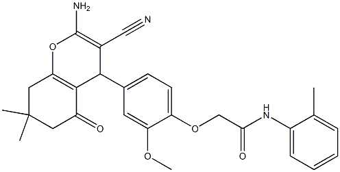  2-[4-(2-amino-3-cyano-7,7-dimethyl-5-oxo-5,6,7,8-tetrahydro-4H-chromen-4-yl)-2-methoxyphenoxy]-N-(2-methylphenyl)acetamide
