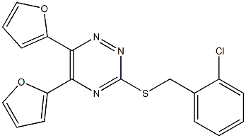 3-[(2-chlorobenzyl)sulfanyl]-5,6-di(2-furyl)-1,2,4-triazine 结构式