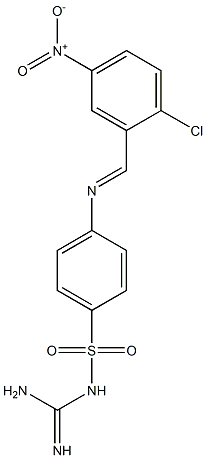 {[amino(imino)methyl]amino}(4-{[(E)-(2-chloro-5-nitrophenyl)methylidene]amino}phenyl)dioxo-lambda~6~-sulfane Struktur