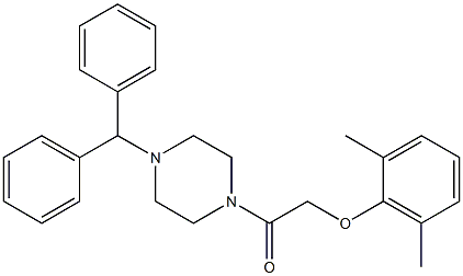 1-(4-benzhydryl-1-piperazinyl)-2-(2,6-dimethylphenoxy)-1-ethanone,,结构式