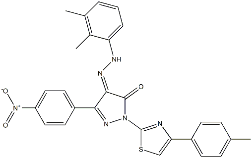 1-[4-(4-methylphenyl)-1,3-thiazol-2-yl]-3-(4-nitrophenyl)-1H-pyrazole-4,5-dione 4-[N-(2,3-dimethylphenyl)hydrazone] Structure