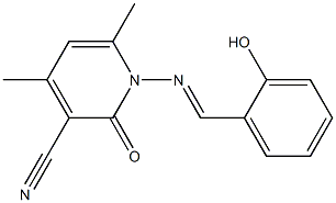 1-{[(E)-(2-hydroxyphenyl)methylidene]amino}-4,6-dimethyl-2-oxo-1,2-dihydro-3-pyridinecarbonitrile,,结构式