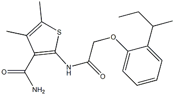 2-({2-[2-(sec-butyl)phenoxy]acetyl}amino)-4,5-dimethyl-3-thiophenecarboxamide Structure