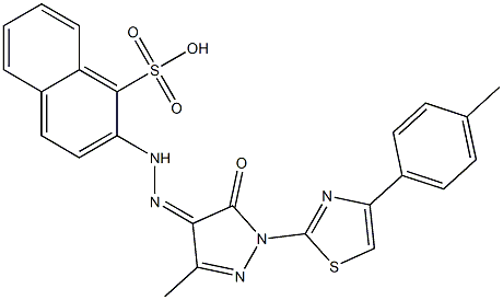 2-(2-{3-methyl-1-[4-(4-methylphenyl)-1,3-thiazol-2-yl]-5-oxo-1,5-dihydro-4H-pyrazol-4-ylidene}hydrazino)-1-naphthalenesulfonic acid 化学構造式