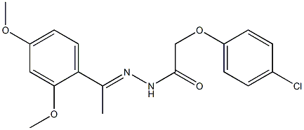 2-(4-chlorophenoxy)-N'-[(E)-1-(2,4-dimethoxyphenyl)ethylidene]acetohydrazide,,结构式