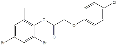 2,4-dibromo-6-methylphenyl 2-(4-chlorophenoxy)acetate,,结构式