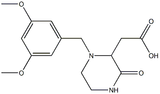 2-[1-(3,5-dimethoxybenzyl)-3-oxo-2-piperazinyl]acetic acid,,结构式