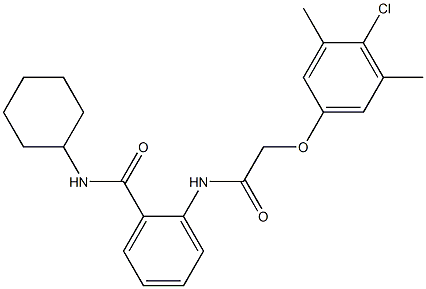 2-{[2-(4-chloro-3,5-dimethylphenoxy)acetyl]amino}-N-cyclohexylbenzamide 化学構造式