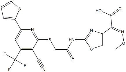 2-{2-[(2-{[3-cyano-6-(2-thienyl)-4-(trifluoromethyl)-2-pyridinyl]sulfanyl}acetyl)amino]-1,3-thiazol-4-yl}-2-(methoxyimino)acetic acid