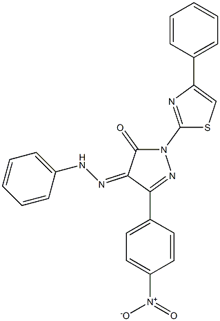 3-(4-nitrophenyl)-1-(4-phenyl-1,3-thiazol-2-yl)-1H-pyrazole-4,5-dione 4-(N-phenylhydrazone),,结构式