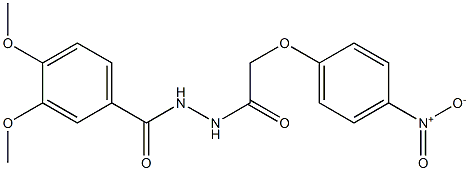 3,4-dimethoxy-N'-[2-(4-nitrophenoxy)acetyl]benzohydrazide 化学構造式