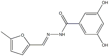 3,5-dihydroxy-N'-[(E)-(5-methyl-2-furyl)methylidene]benzohydrazide Struktur