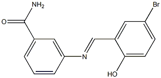 3-{[(E)-(5-bromo-2-hydroxyphenyl)methylidene]amino}benzamide,,结构式