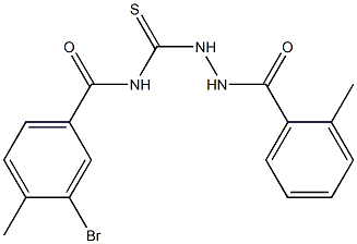 3-bromo-4-methyl-N-{[2-(2-methylbenzoyl)hydrazino]carbothioyl}benzamide Struktur