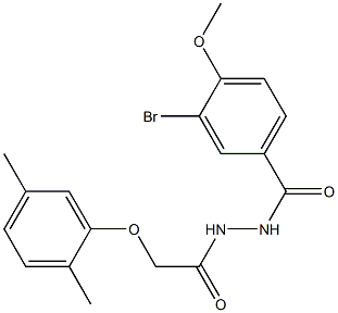 3-bromo-N'-[2-(2,5-dimethylphenoxy)acetyl]-4-methoxybenzohydrazide,,结构式
