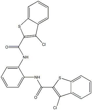 3-chloro-N-(2-{[(3-chloro-1-benzothiophen-2-yl)carbonyl]amino}phenyl)-1-benzothiophene-2-carboxamide,,结构式